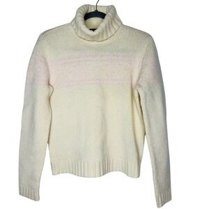 Lauren‎ Ralph Lauren Womens Turtleneck Cream Pink Stripe English Countryside